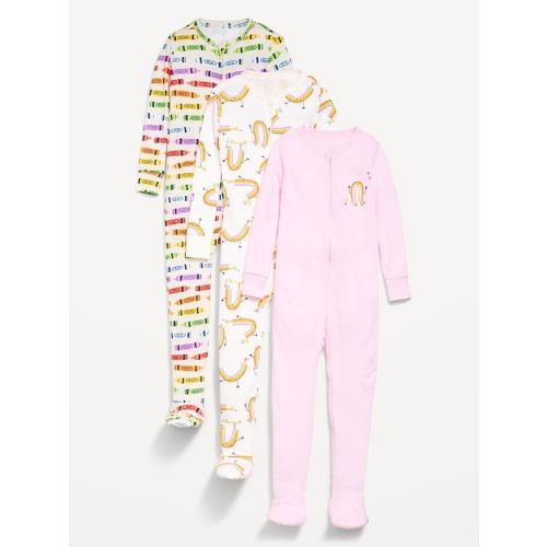Snug-Fit 2-Way-Zip Pajama One-Piece 3-Pack for Toddler & Baby