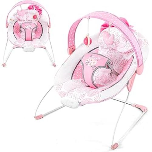 Baby Bouncer, Portable Infant Bouncer, Adjustable and Foldable Baby Rocker with Vibrations,Baby Bouncer Seat for Baby 0-6 Months 6-20 lbs Indoor & Outdoor Use