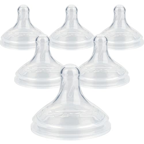 Silicone Nipple for Dr.Brown's Wide-Nick Baby Bottle & Glass Bottles,Level 2 Nipple, Medium Flow, 3m+, 6 Count