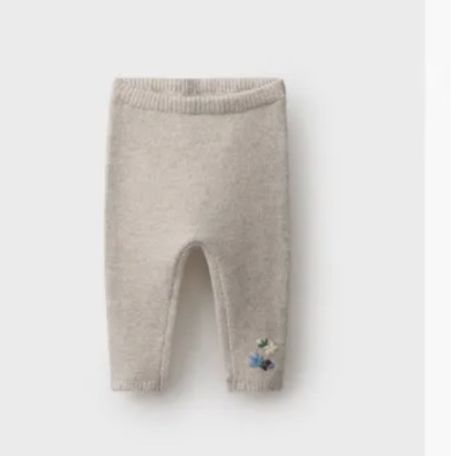 EMBROIDERED FLORAL KNIT PANTS