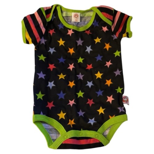 Little Miss Matched baby onesie bold stars stripes 3-6 months 100% cotton NEW