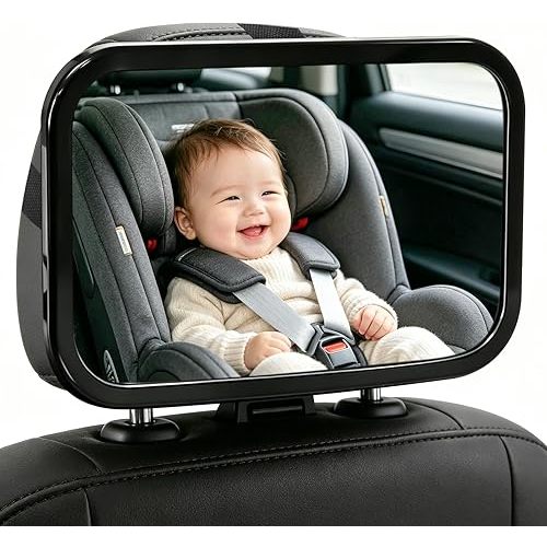 Baby Car Mirror, Safety Car Seat Mirror for Rear Facing Infant with Wide Crystal Clear View, Shatterproof, 360° Rotation, Easy Install & Adjust