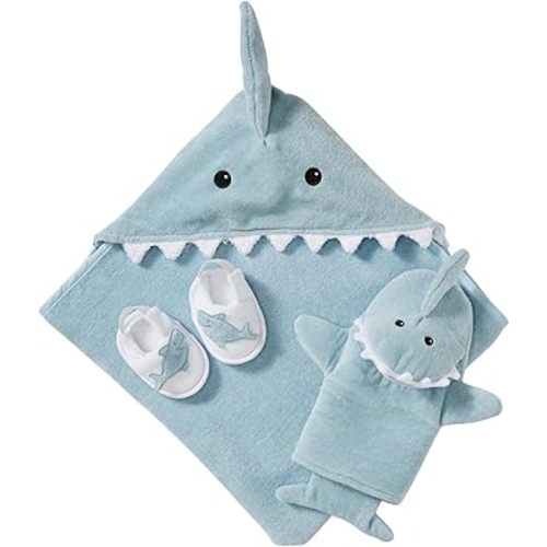 Baby Aspen Baby Shark Hooded Towel/Newborn Spa Bath Robe, Baby Beach Towel | Baby Bath Towel