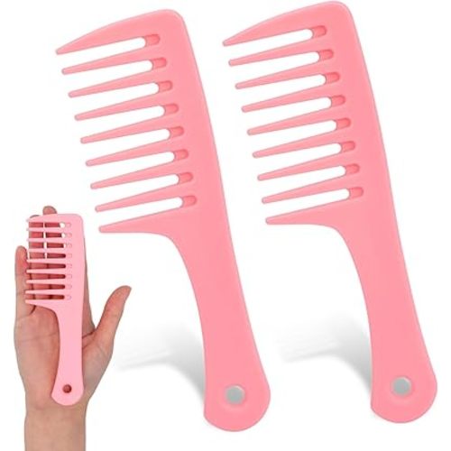 Mini Wide Tooth and Travel-Size Detangling Combs - 2 Pcs Portable Plastic Combs for Styling Curly, Long, Wet Hair