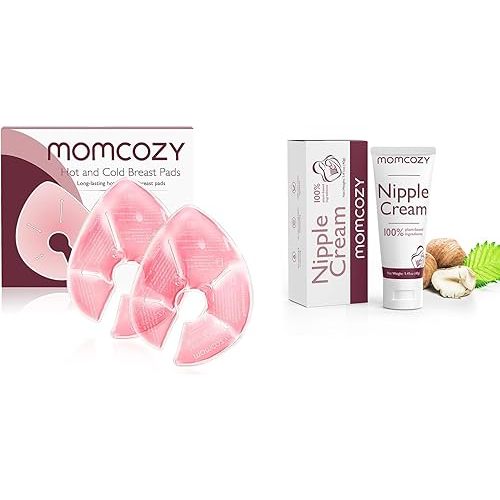 Momcozy Breast Therapy Packs, 2 Pack & Momcozy 100% Natural Nipple Cream
