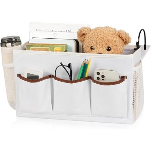 Bedside Caddy, Bedside Storage Bag Hanging Organizer for Bunk Dorm Bed Rail