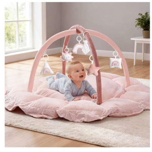 Amazon.com: Mallify 5-in-1 Plush Baby Play Gym, Baby Play Mat, Convertible Baby Gym with Blanket and 6 Toys, Tummy time mat, Baby Activity Center from Newborn to Toddler, Baby Gym, Baby Newborn Essentials, Pink