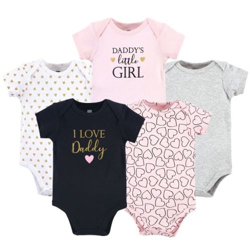 Hudson Baby Infant Girls Cotton Bodysuits, Girls Daddy 5Pk, 0-3 Months
