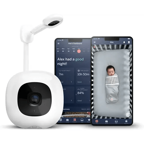 Nanit Pro Smart Baby Monitor & Wall Mount – Wi-Fi HD Video Camera, Sleep Coach and Breathing Motion Tracker, 2-Way Audio, Sound and Motion Alerts, Nightlight and Night Vision, Includes Breathing Band