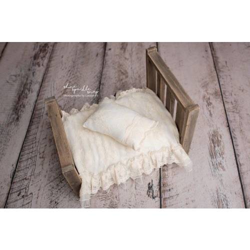 BED SKIRT & PILLOW Lace bed skirt for newborn prop bed, bed skirt for photo prop bed, cover for newborn photos, mattress cover and lace posing pillow, ivory