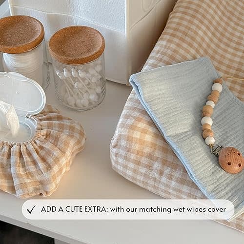 Muslin Changing Pad Cover (Beige Gingham)