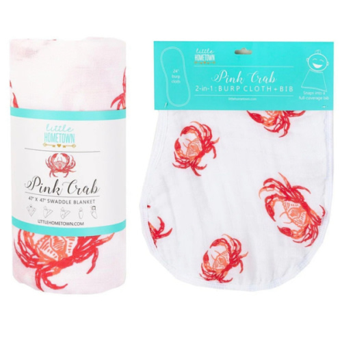 Muslin Swaddle Blanket & Burp Cloth Bib Combo – Little Hometown