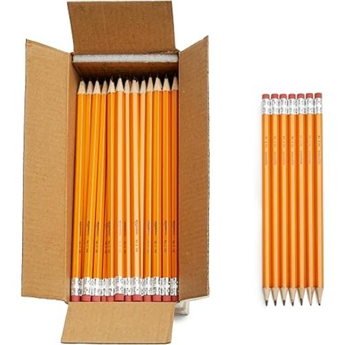 Amazon Basics Wood-Cased #2 Pencils for Writing, Drawing and Sketching, Pre-sharpened, HB Soft Lead with Erasers, Teacher Supplies, 150 Count, Yellow