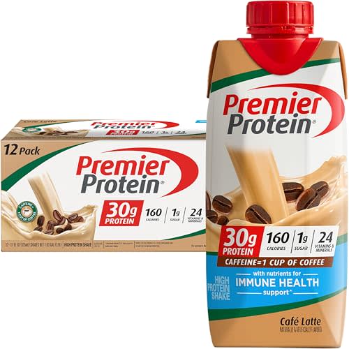 Premier Protein Protein Shake, Cafe Latte, 30g Protein, 1g Sugar, 11 fl oz Pack of 12