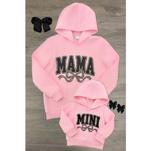 Mom & Me - "Mama & Mini" Pink Cheetah Pullover Hoodie