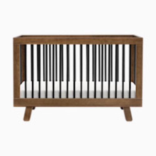 babyletto Hudson 3-in-1 Convertible Crib with Toddler Bed Conversion Kit - Natural Walnut/Black