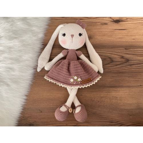 Crochet Dressed Bunny Doll: Personalized Amigurumi Easter Rabbit Toy