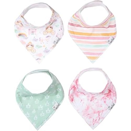 Copper Pearl 4 Pack Soft Cotton Baby Bibs for Drooling and Teething, Absorbent Drool Bibs for Baby Girl and Boy, Adjustable to Fit Newborns to Toddlers, Tons of Styles (Enchanted)
