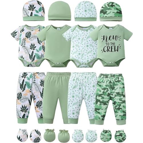 NZRVAWS Newborn Baby Boy Girl Clothes Unisex Preemie Infant Must Have Pants Set Outfits 0-18 Months 20 Pcs Essentials Gift