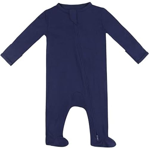TWINOR Baby Footed Pajamas with Mittens, Soft Bamboo Viscose One-Piece Romper for Newborn Infant