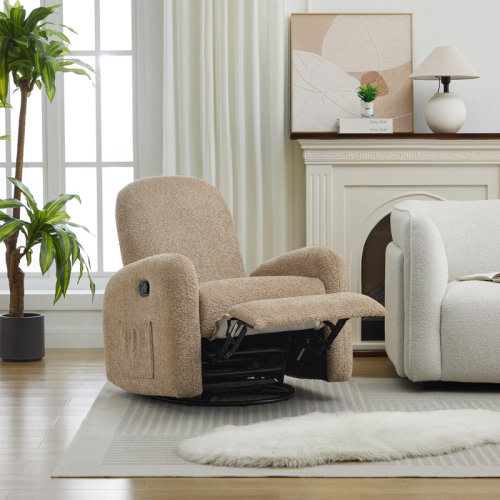 Ebern Designs Haaniyah Boucle Fabric Swivel & Rocking Recliner & Reviews | Wayfair