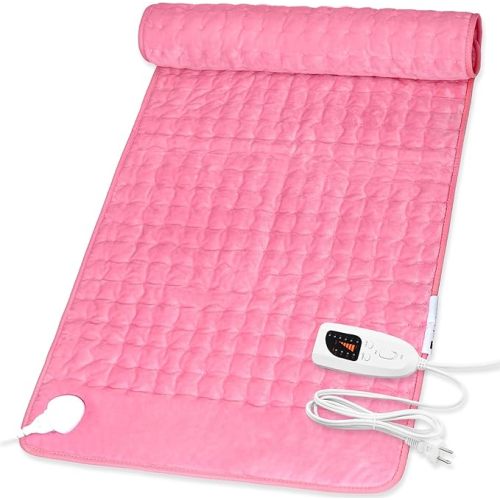 Deepsoon Heating Pad,Electric Heating Pads for Back,Neck,Abdomen,Moist Heating Pad for Shoulder,Knee,Arms,Legs,Dry/Moist Heat & Auto Shut Off,Christmas Gifts for Men and Women,BabyPink,24x12 Inch