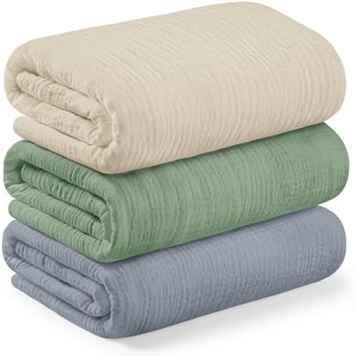 3pk Muslin Swaddle Blankets for Newborns Boys, Girls (Slate, 47x47)