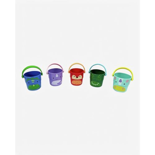 Skip Hop Baby Bath Toy Buckets, Zoo Stack & Pour Buckets, Pastel