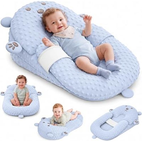 Baby Lounger Pillow, Nursing Pillow & Tummy Time Mat with Washable Cover