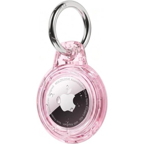 MOLOSLEEVE Waterproof Case Keychain for AirTag 1st/2nd Gen, Clear Pink