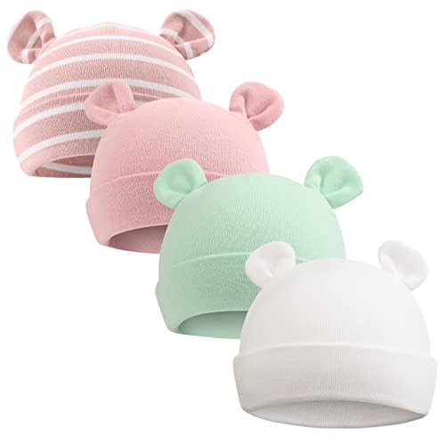 PESAAT Newborn Hospital Hat 0-12Months Preemie Boys Girls Beanie Solid Infant Baby Hats Autumn Winter