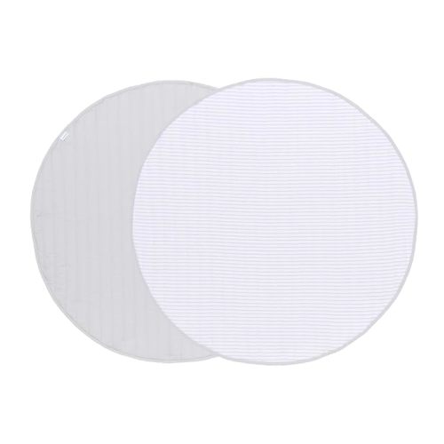 Toddlekind Organic Cotton Reversible Play Mat – 48" Stone Stripes (Gray)