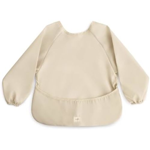 mushie Long Sleeve Baby Bib | Mess Free & Waterproof Fabric for Toddlers | Adjustable Fit for Ages 6-24 Months