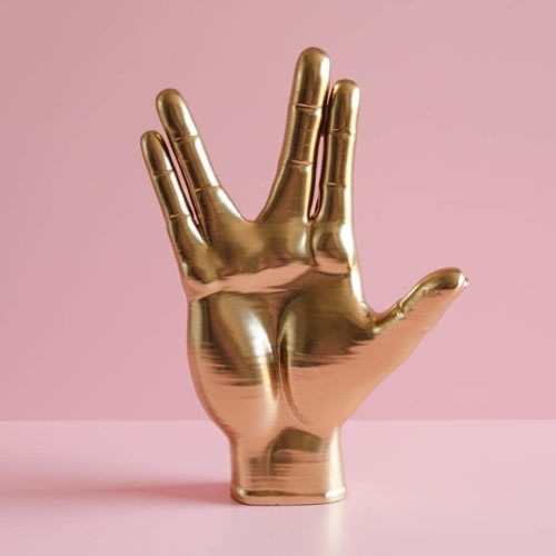 Gold | Spock Hand Sculpture: Star Trek Inspired Home Decor