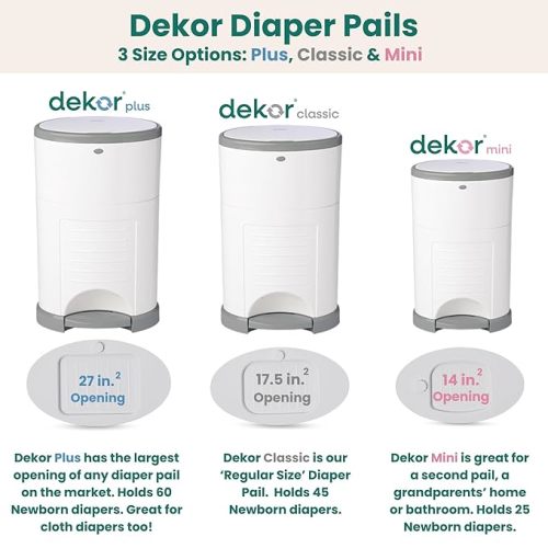 Diaper Dekor EKO Classic Diaper Pail, White | ONLY Eco-Friendly Diaper Pail Made with 70% Recycled Materials | Hands-Free: Step–Drop–Done | Cost-Effective Refill System