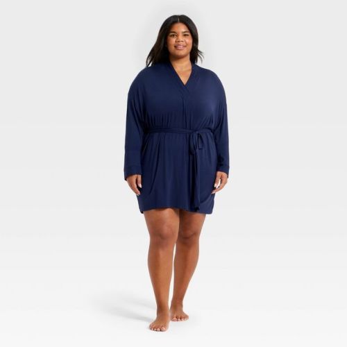 Women's Cloud Knit Robe - Auden™ Navy 1X-2X