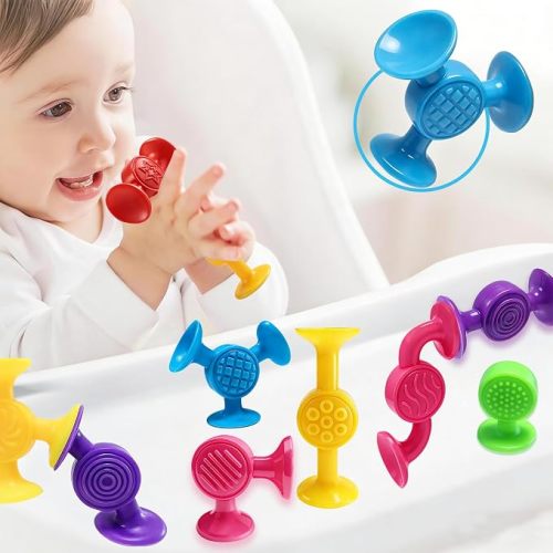 Toddlers Suction Cup Toys, High Chair Toys for Babies, Bath Toys for Kids Ages 1-3, Airplane Baby Essentials Starter Montessori Stocking Stuffers Travel Car(12-Large)
