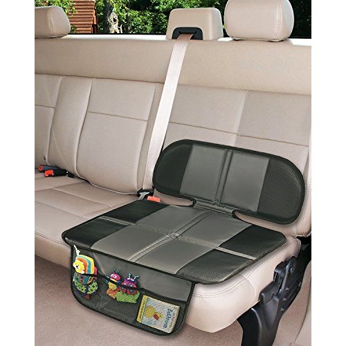 Big Ant Car Seat Protector Nonslip with Mesh Organizer for Infant Baby Cars Seats Waterproof Dog Mat Cover Pad Protects Automotive Vehicle Leather or Cloth Upholstery(Gray)