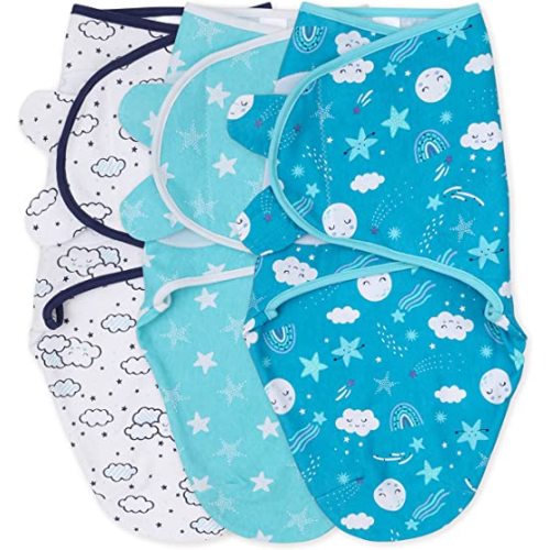The Peanutshell Baby Swaddle Set for Boys or Girls - Unisex 3 Pack- Cloud & Stars (Medium/Large | 3-6 Months)