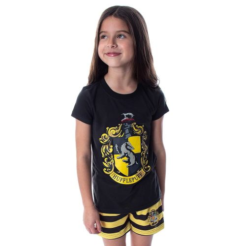 Harry Potter Girls' Hogwarts Castle Shirt and Shorts Sleepwear Pajama Set - All 4 Houses Available
