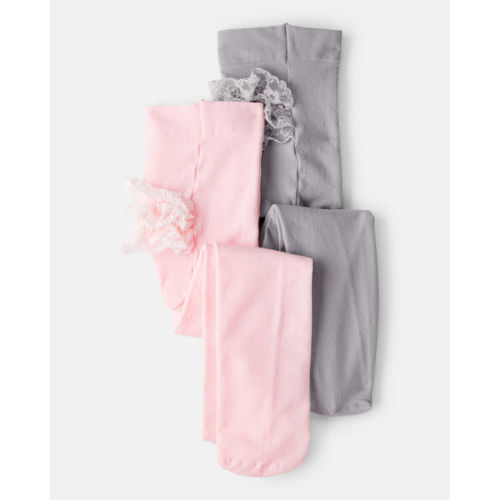 Baby Girl 2-Pack Tights - Pink/Grey | Carter's