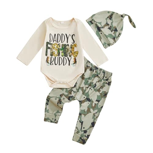 Amnnchya Newborn Baby Boy Clothes Fishing Short Sleeve Romper Shirt Tops Pants Summer Spring Outfits Cute Hat Set