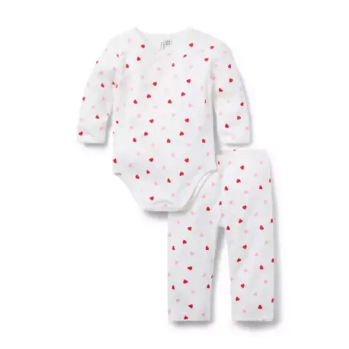 Baby Jet Ivory Heart Baby Heart Pointelle Matching Set by Janie and Jack