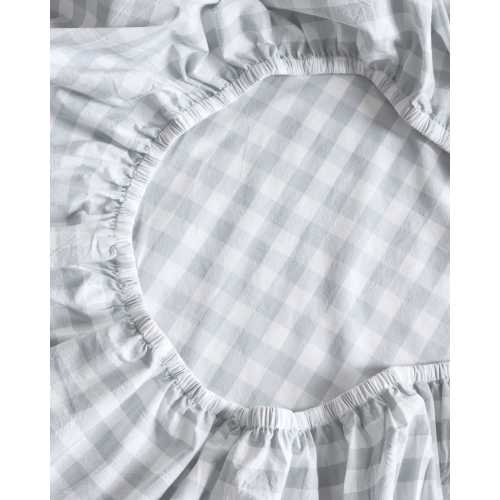 Organic Percale Gingham Crib Sheet 2-Pack in Blue Fog