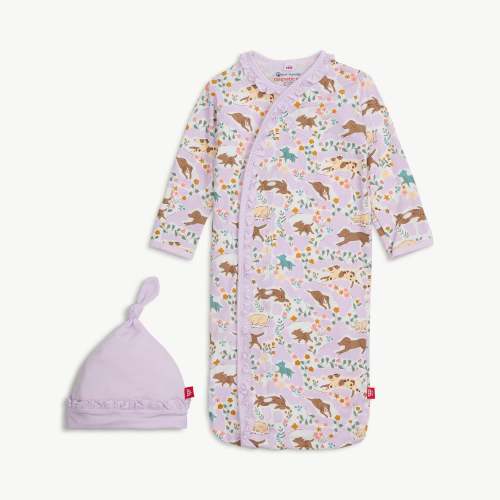 best fur end modal magnetic cozy sleeper gown + hat set with ruffles