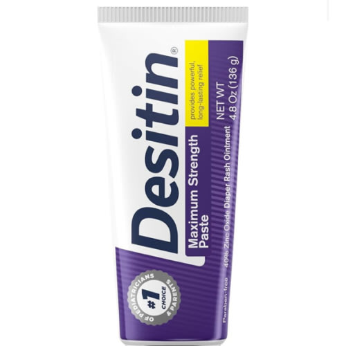 Desitin Maximum Strength Baby Diaper Rash Cream, 40% Zinc Oxide, Hypoallergenic No Added Parabens & Dyes, Protects & Relieves Baby’s Skin for Up to 12 Hours, Prevents Diaper Rash, 4.8 oz Tube
