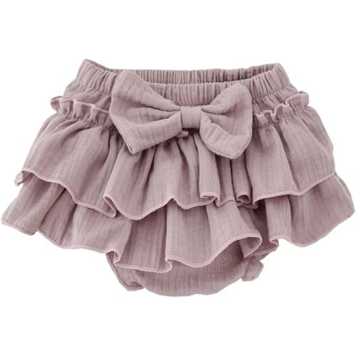 Baby Girls Bloomer Skirt Shorts Bowknot Cotton Gauze Ruffle Diaper Cover Shorts Briefs Cute Bloomers Underpants