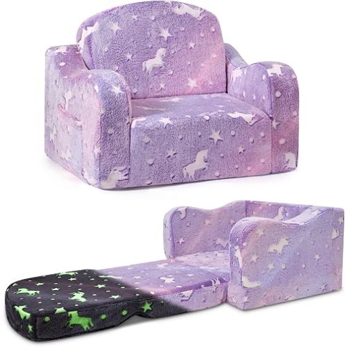aodisman Thick Comfy Kids Chair and Couch,Foldable Plush Sofa with Pocket