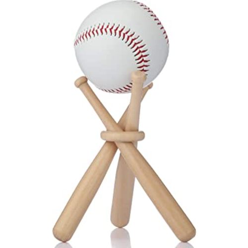 Honoson Baseball Stand Holders Balls Display Bat Wooden Stand Holder Display Centerpieces Tables for Baseball Sports Lover