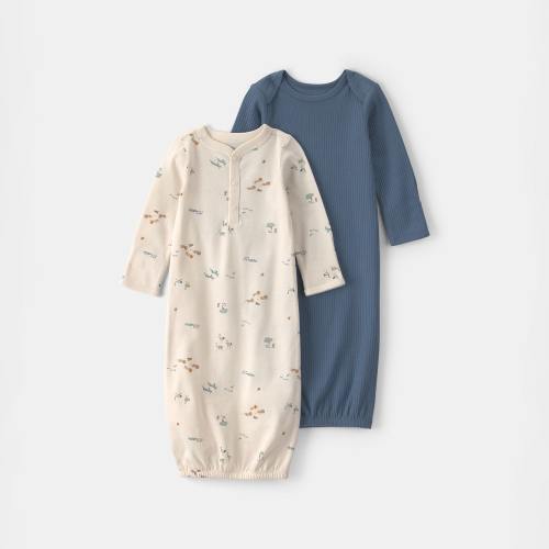 Carter's Baby Boys Rib Crew Neck Long Sleeve 2-pc. Nightgown, Color: Navy White - JCPenney